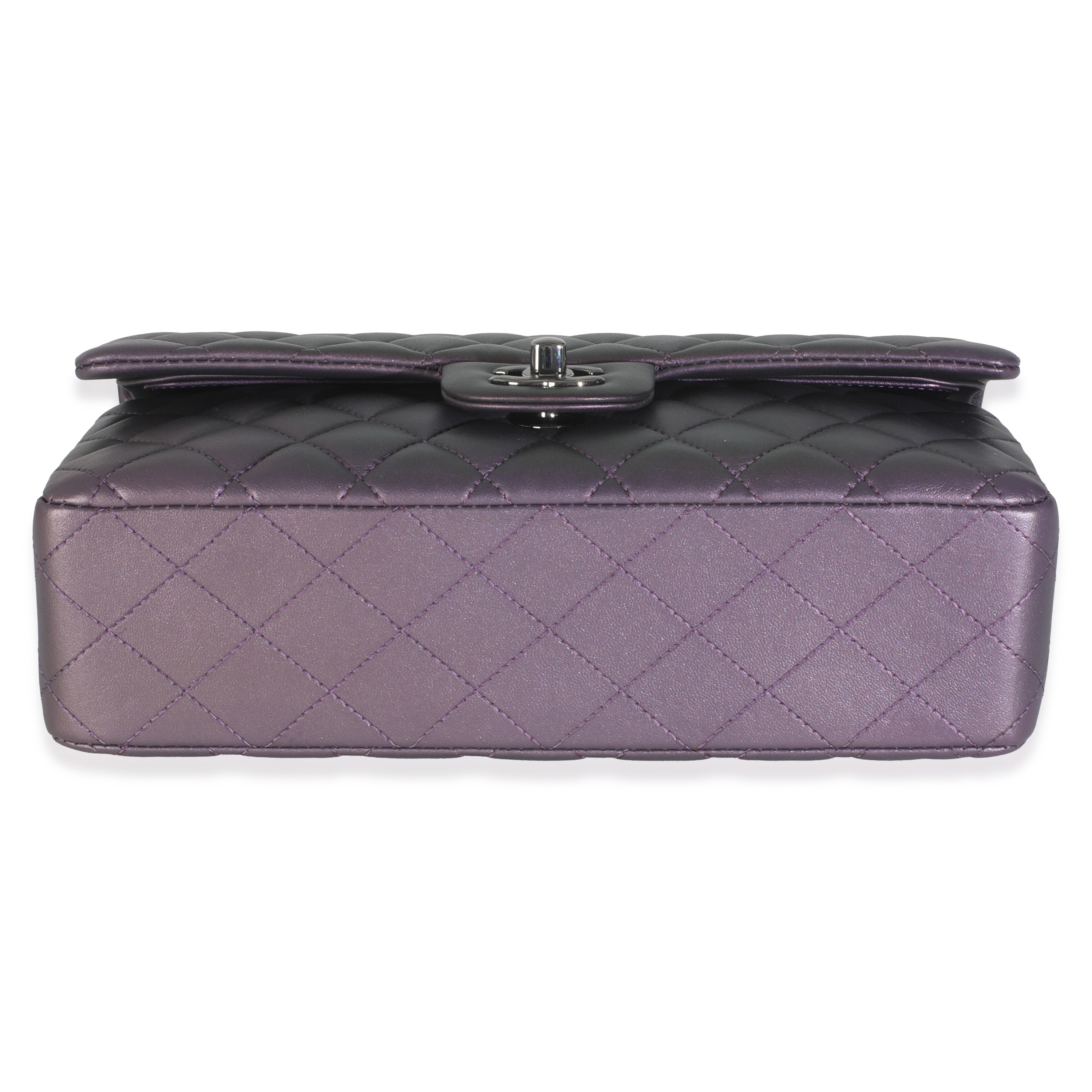 Chanel Purple Quilted Iridescent Lambskin Medium Classic Double Flap Bag