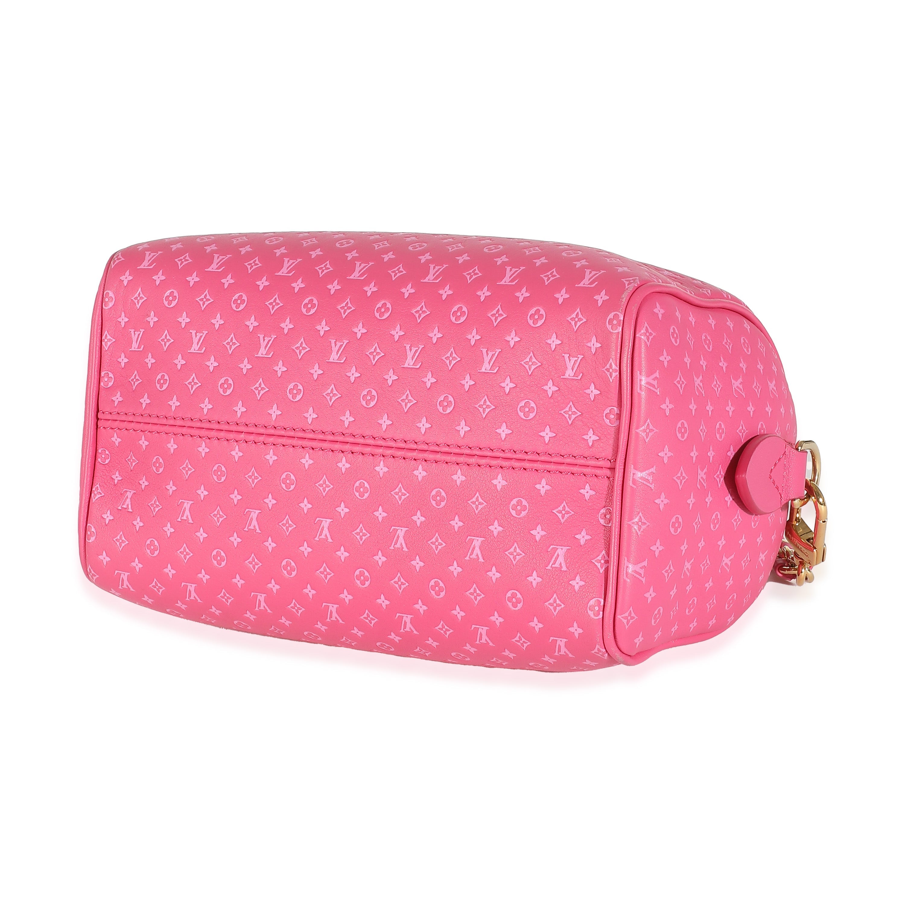 Louis Vuitton Rose Nanogram Embossed Calfskin Speedy Bandouliere 20