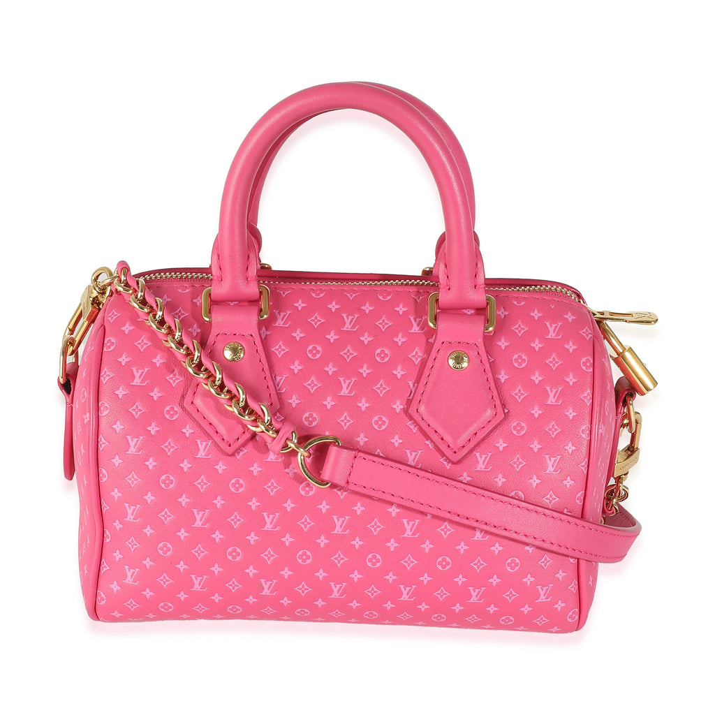 Louis Vuitton Rose Nanogram Embossed Calfskin Speedy Bandouliere 20