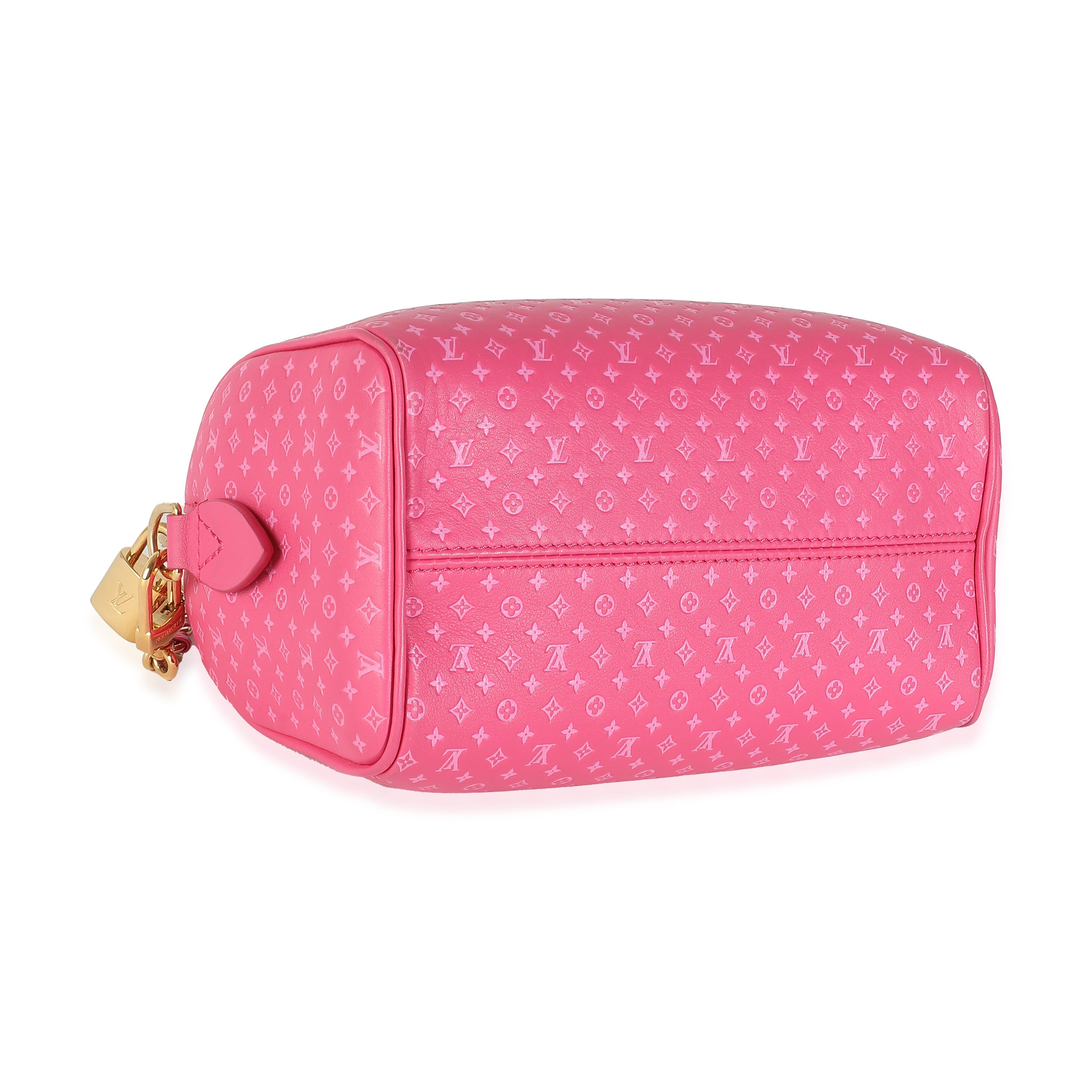 Louis Vuitton Rose Nanogram Embossed Calfskin Speedy Bandouliere 20