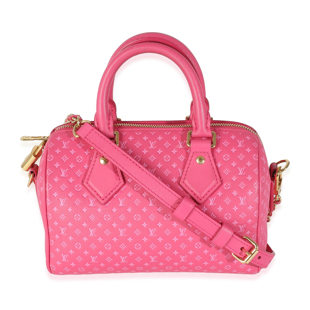 Louis Vuitton Rose Nanogram Embossed Calfskin Speedy Bandouliere 20