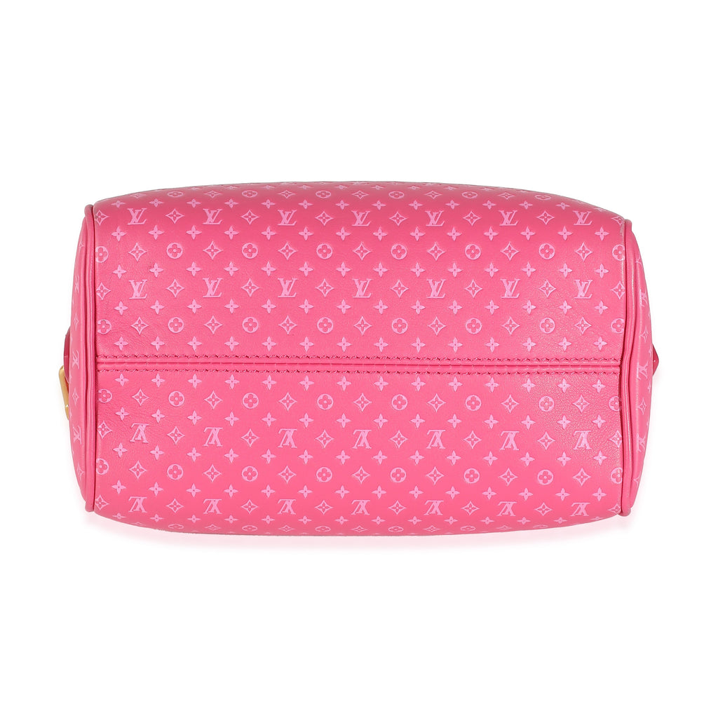 Louis Vuitton Rose Nanogram Embossed Calfskin Speedy Bandouliere 20