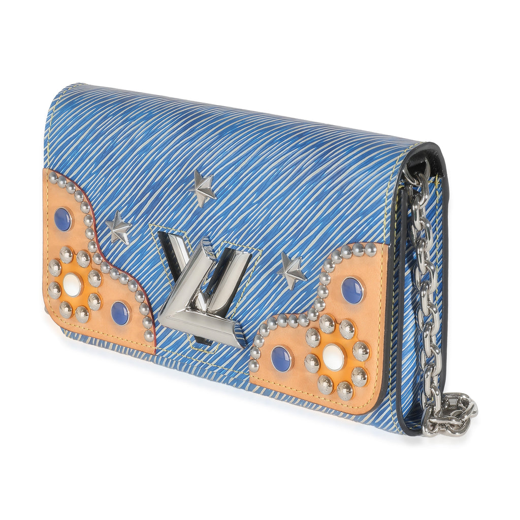 Louis Vuitton Blue Epi Studded Twist Chain Wallet