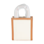 Natural Tan Canvas Calfskin Mini Vertical Cabas