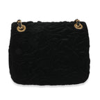 Chanel Black Camellia Embossed Velvet Mini Square Flap Bag