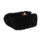 Chanel Black Camellia Embossed Velvet Mini Square Flap Bag