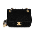 Chanel Black Camellia Embossed Velvet Mini Square Flap Bag