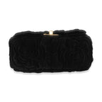 Chanel Black Camellia Embossed Velvet Mini Square Flap Bag