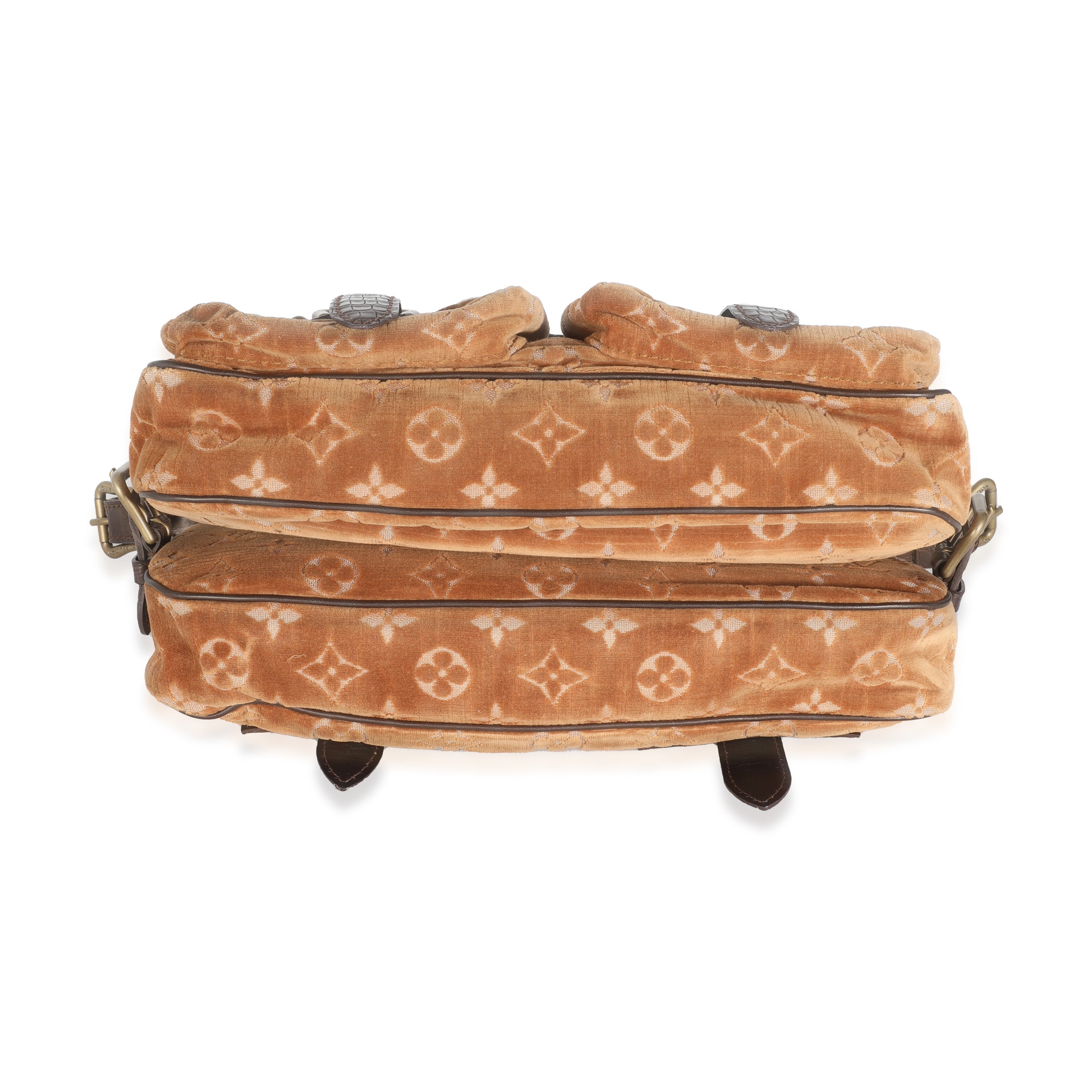 Louis Vuitton Brown Alligator Monogram Velours Clyde