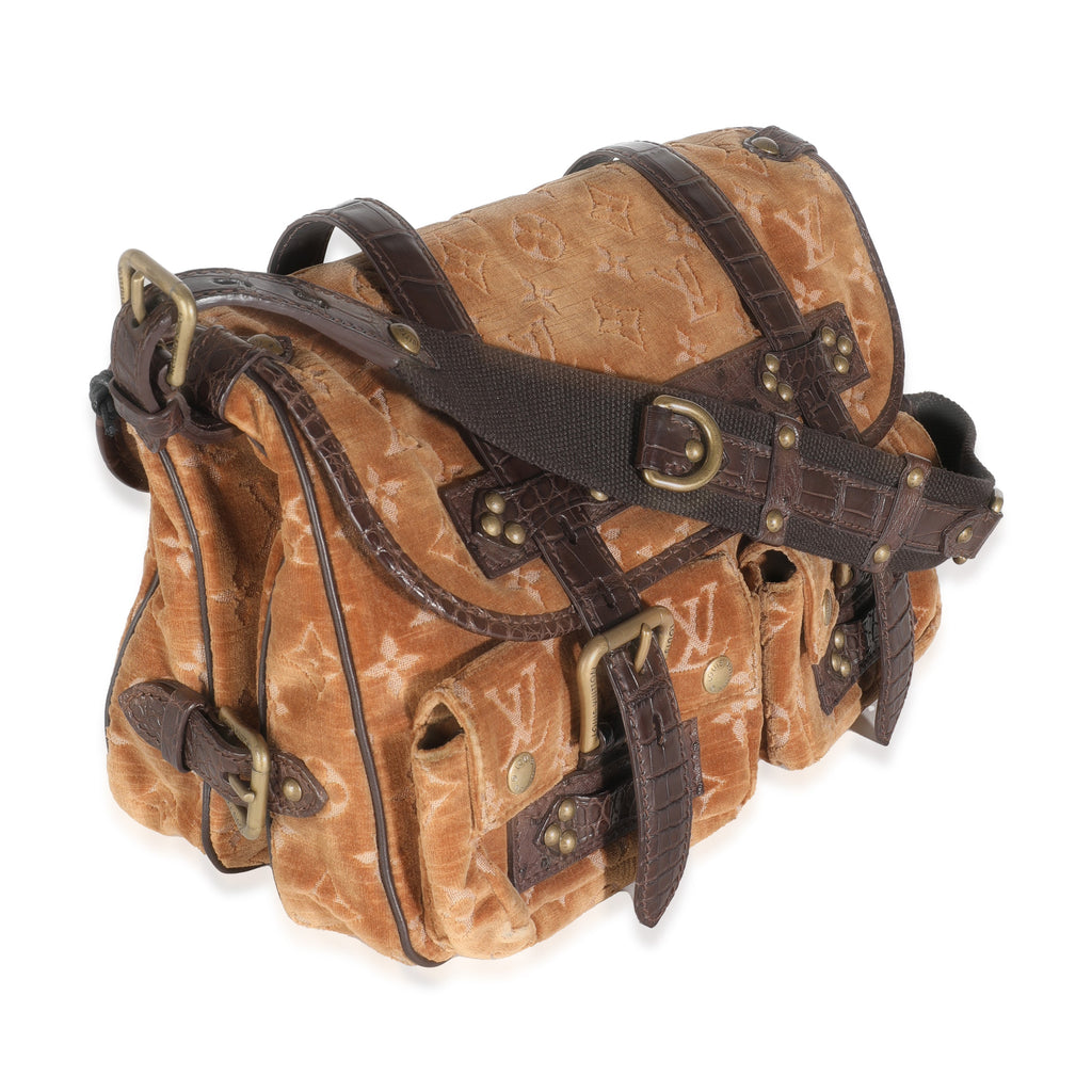 Louis Vuitton Brown Alligator Monogram Velours Clyde