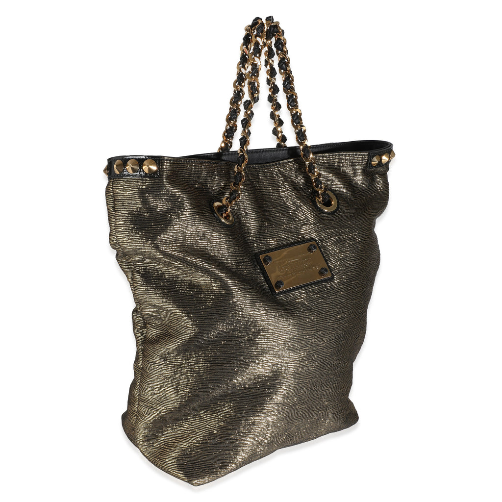 Louis Vuitton Gold Metallic Jacquard Double Jeu Tote