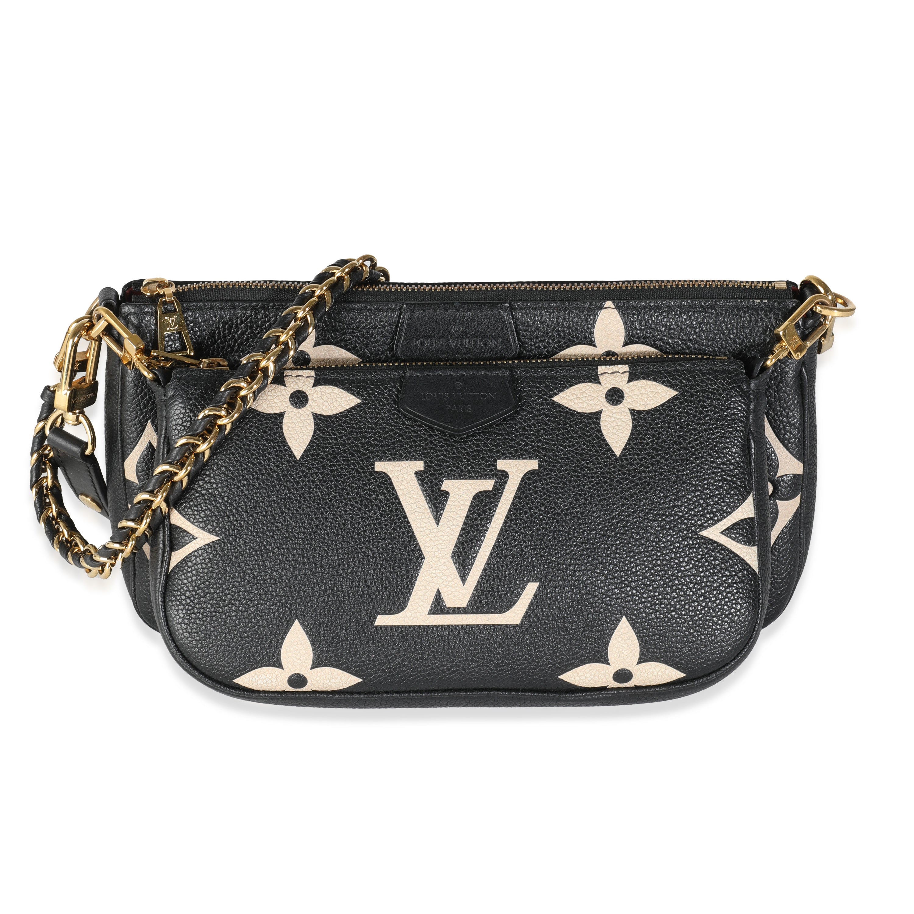 Louis Vuitton Black Cream Giant Monogram Empreinte Multi Pochette Accessoires