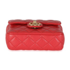 Chanel Red Quilted Lambskin Coco Pins Mini Flap Bag