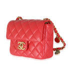 Chanel Red Quilted Lambskin Coco Pins Mini Flap Bag