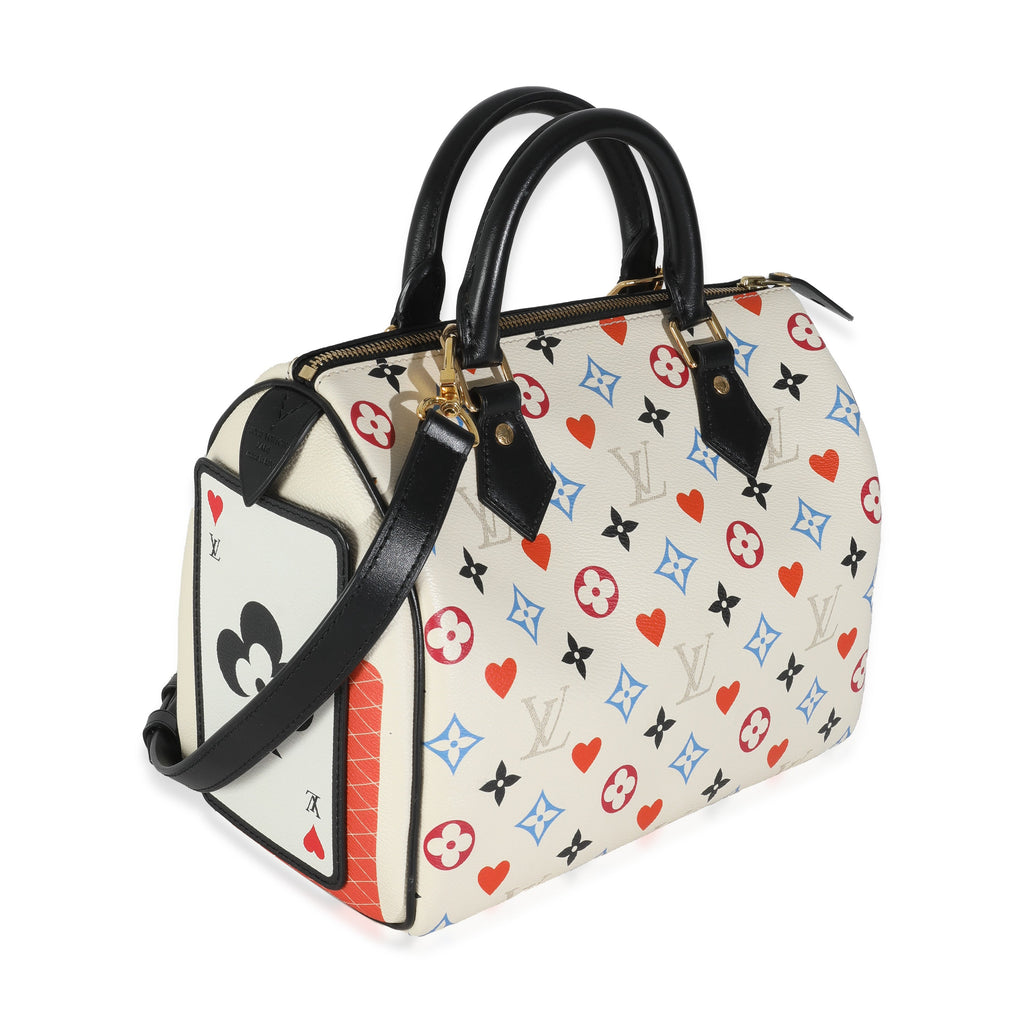 Louis Vuitton White Canvas Game On Speedy Bandouliere 25