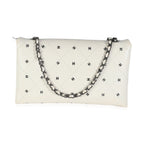 Chanel White Lambskin CC Logo Envelope Clutch With Chain