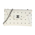 Chanel White Lambskin CC Logo Envelope Clutch With Chain