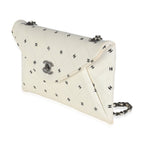 Chanel White Lambskin CC Logo Envelope Clutch With Chain