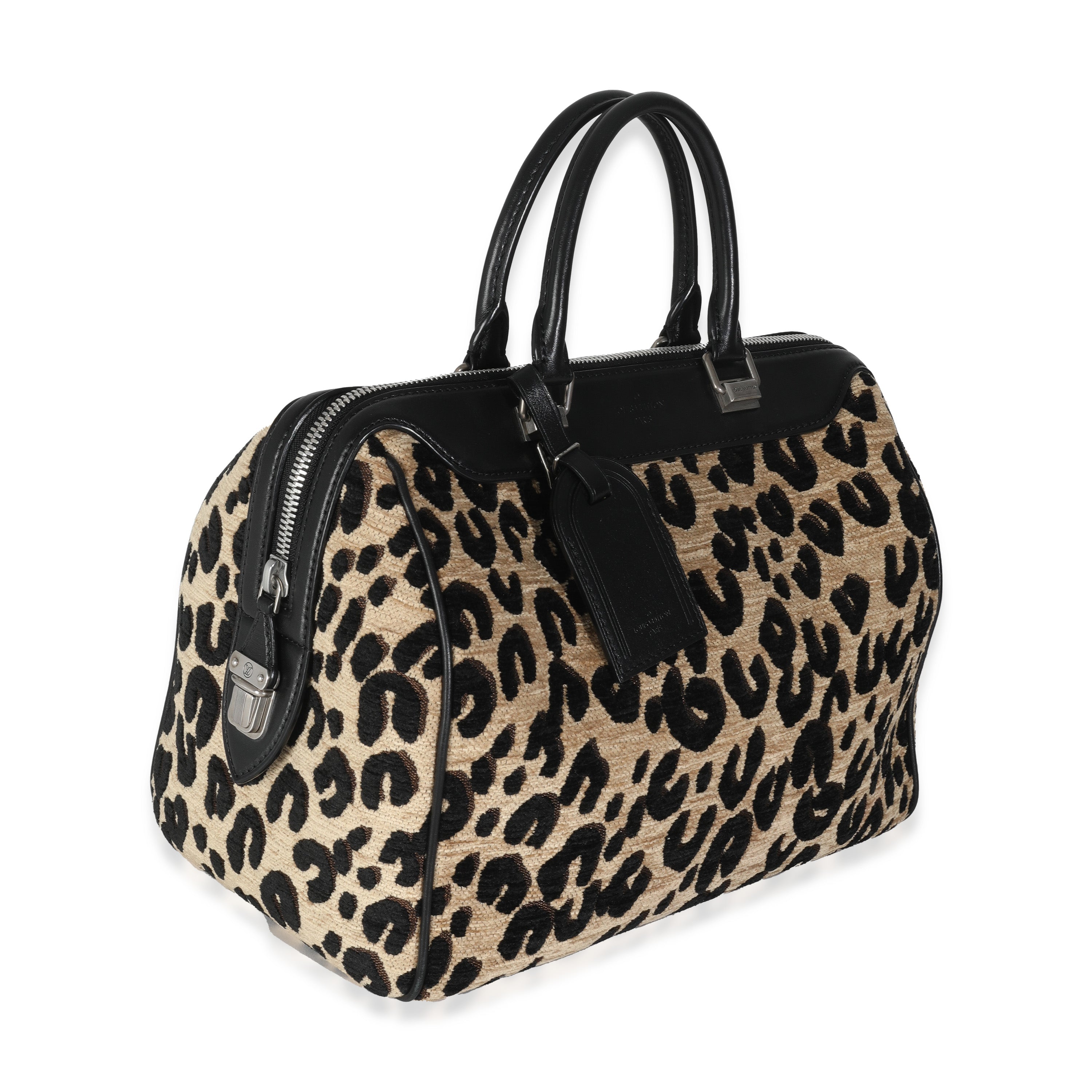 Louis Vuitton x Stephen Sprouse Black Beige Velvet Leopard Speedy 30
