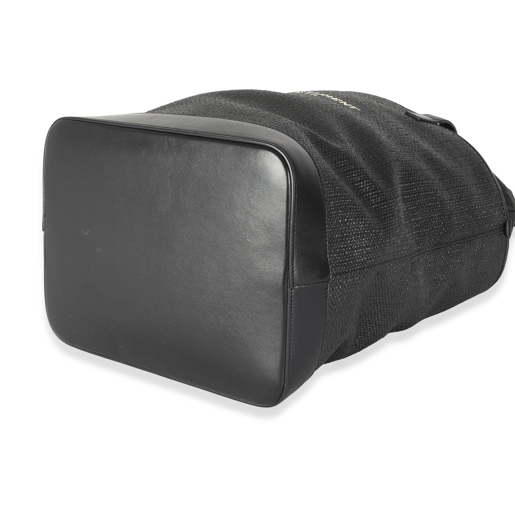 Saint Laurent Black Linen Canvas Teddy Shopping Bag