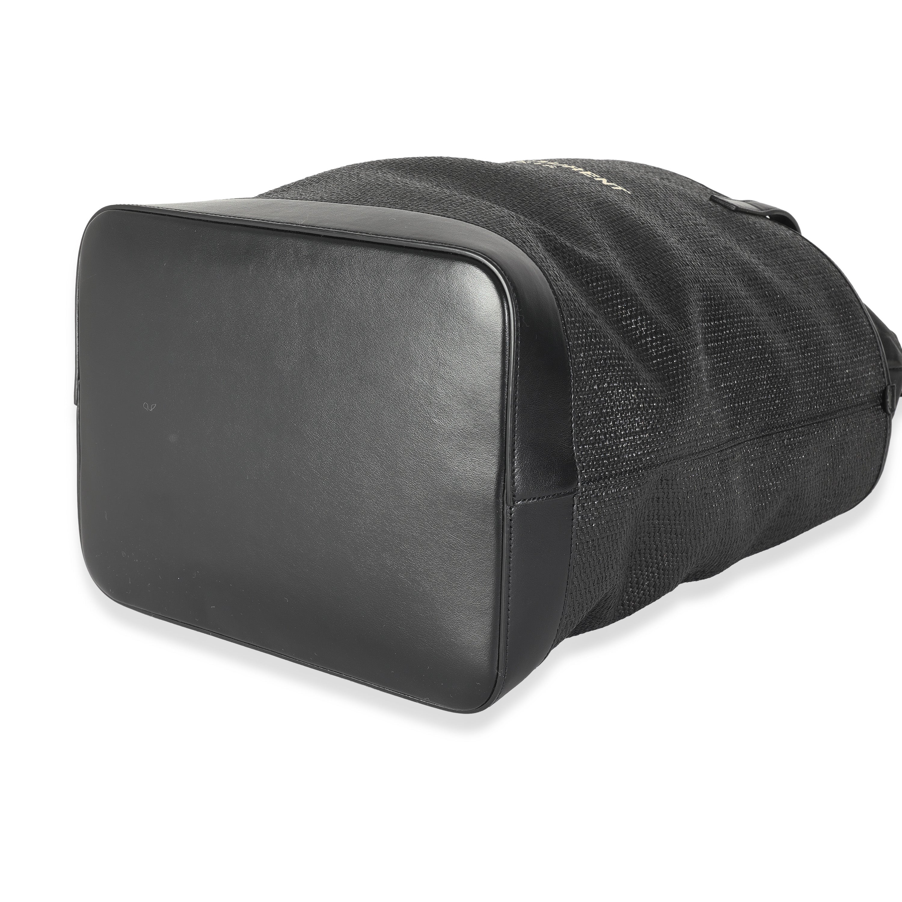Saint Laurent Black Linen Canvas Teddy Shopping Bag