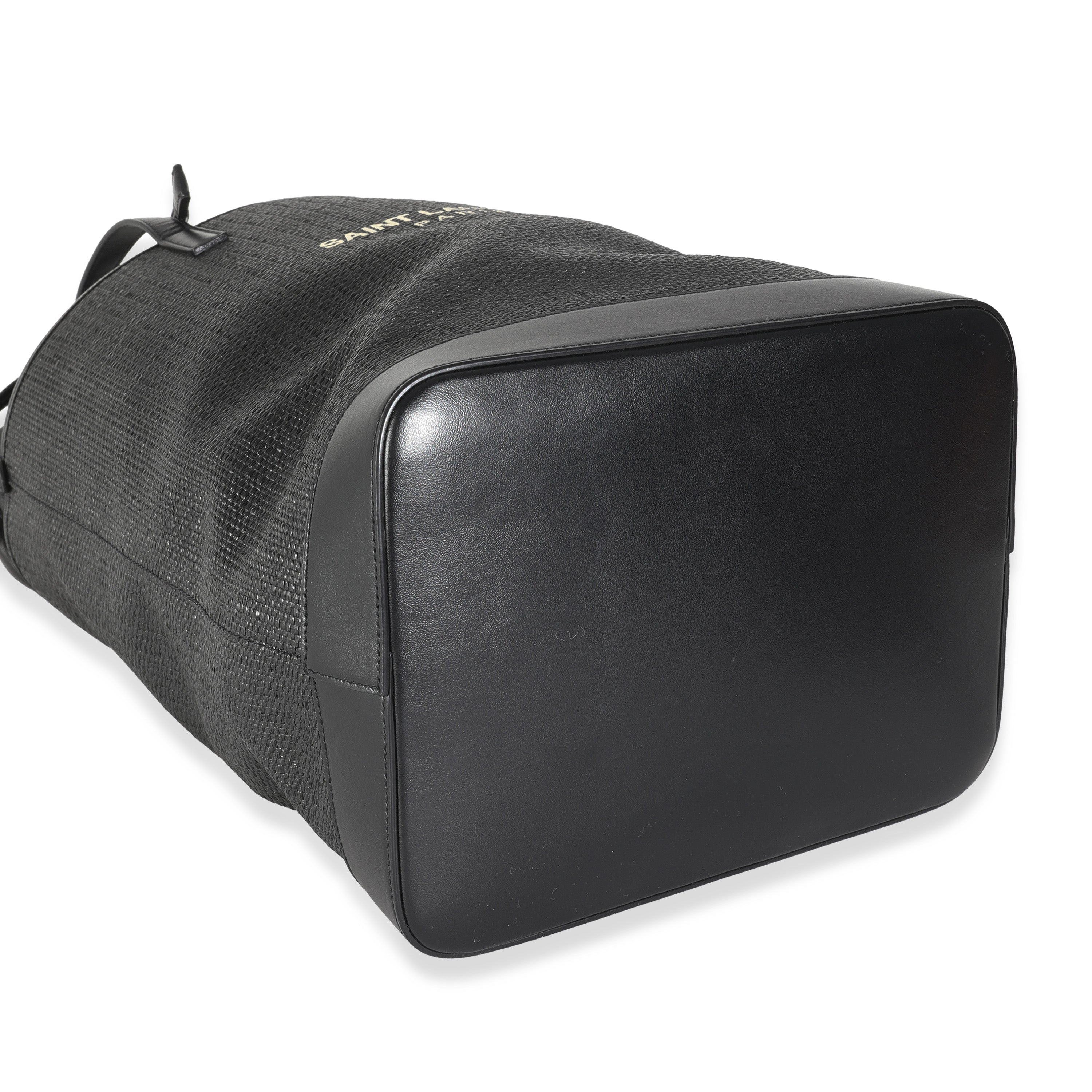 Saint Laurent Black Linen Canvas Teddy Shopping Bag