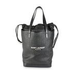 Saint Laurent Black Linen Canvas Teddy Shopping Bag