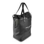 Saint Laurent Black Linen Canvas Teddy Shopping Bag