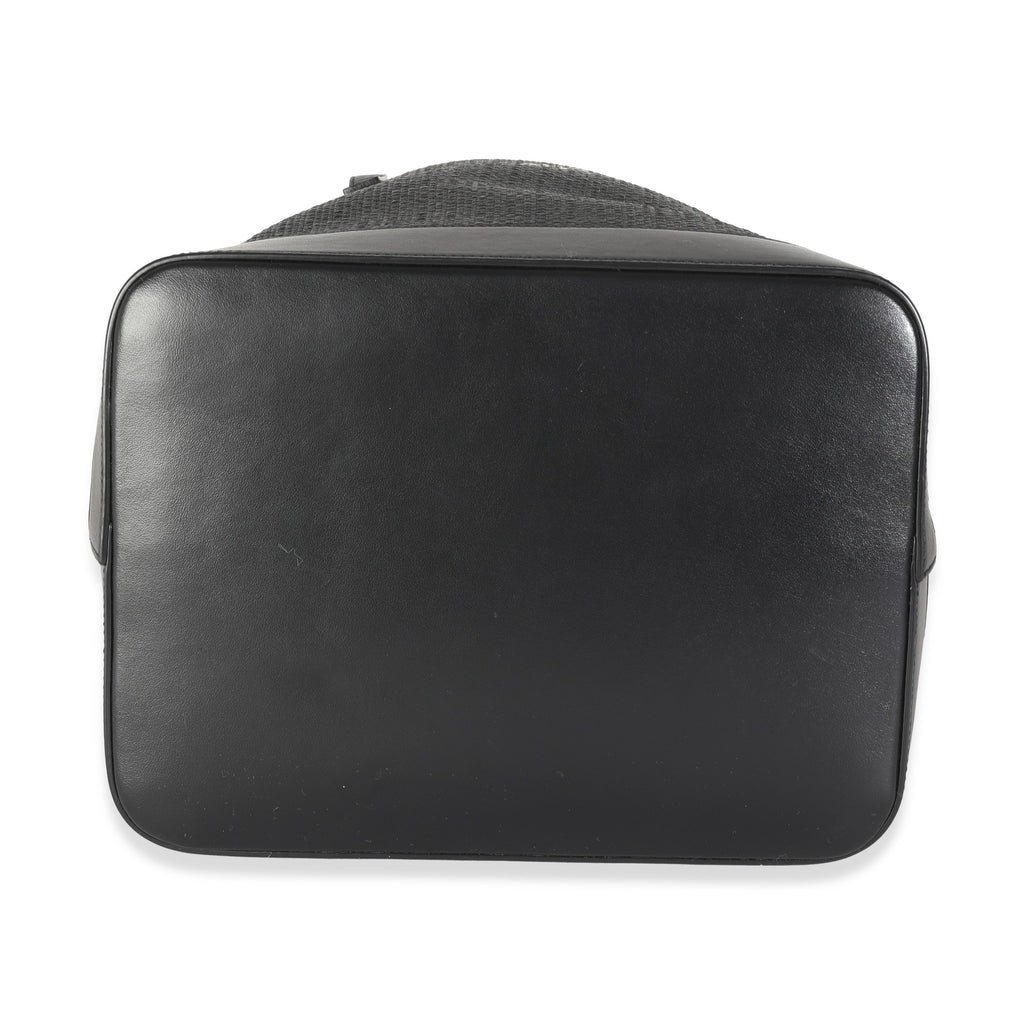 Saint Laurent Black Linen Canvas Teddy Shopping Bag