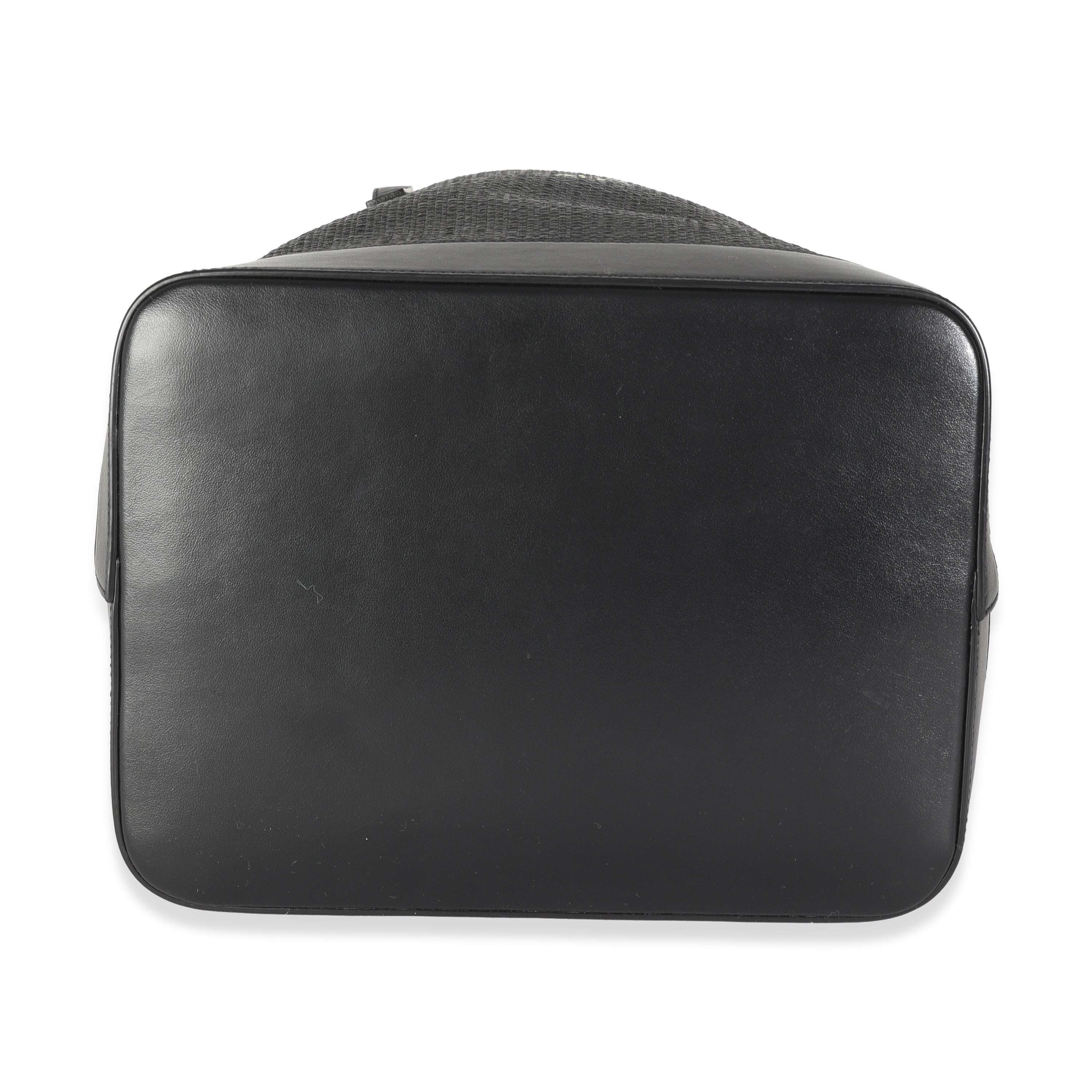 Saint Laurent Black Linen Canvas Teddy Shopping Bag