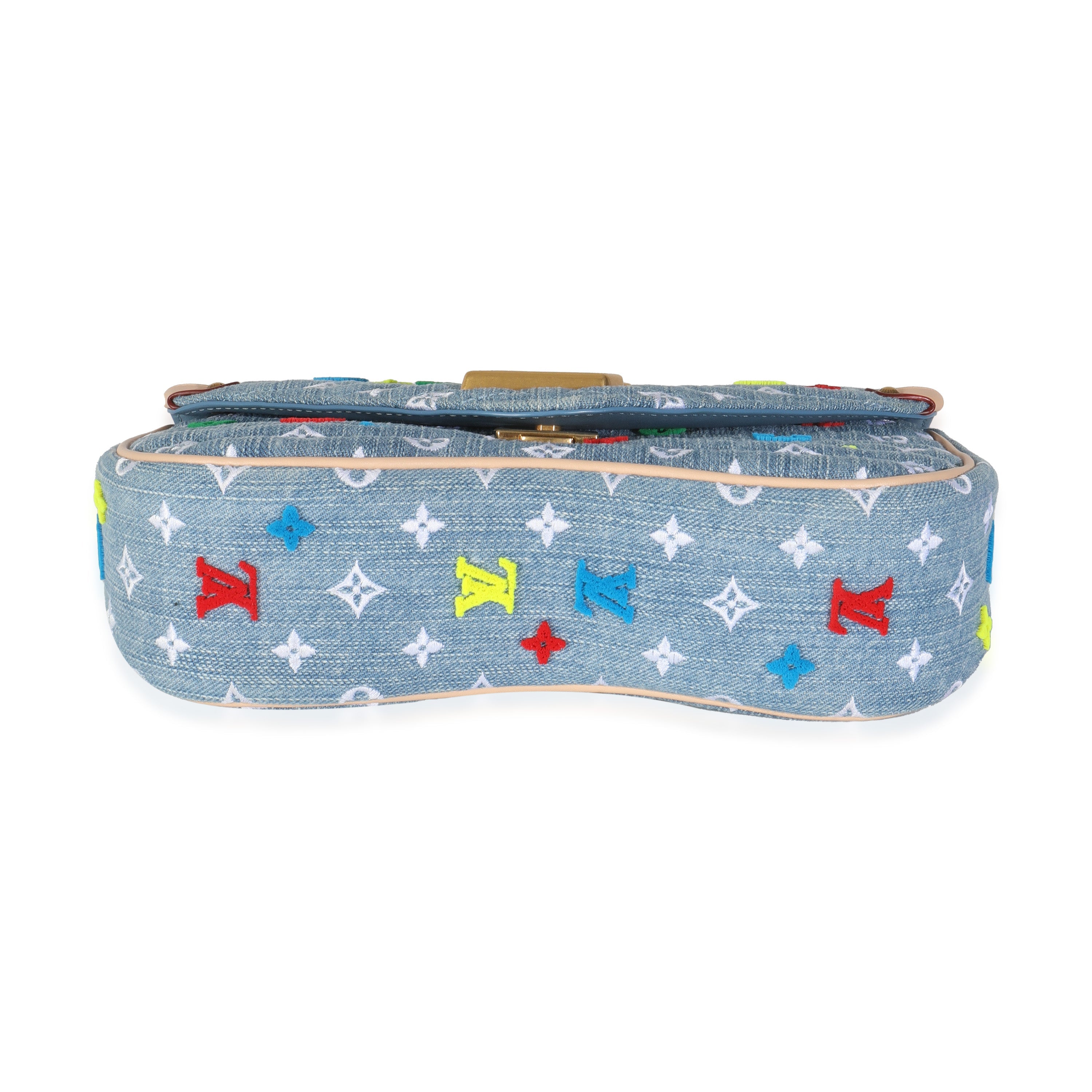 Louis Vuitton Blue Embroidered Monogram Denim New Wave MM