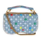 Louis Vuitton Blue Embroidered Monogram Denim New Wave MM