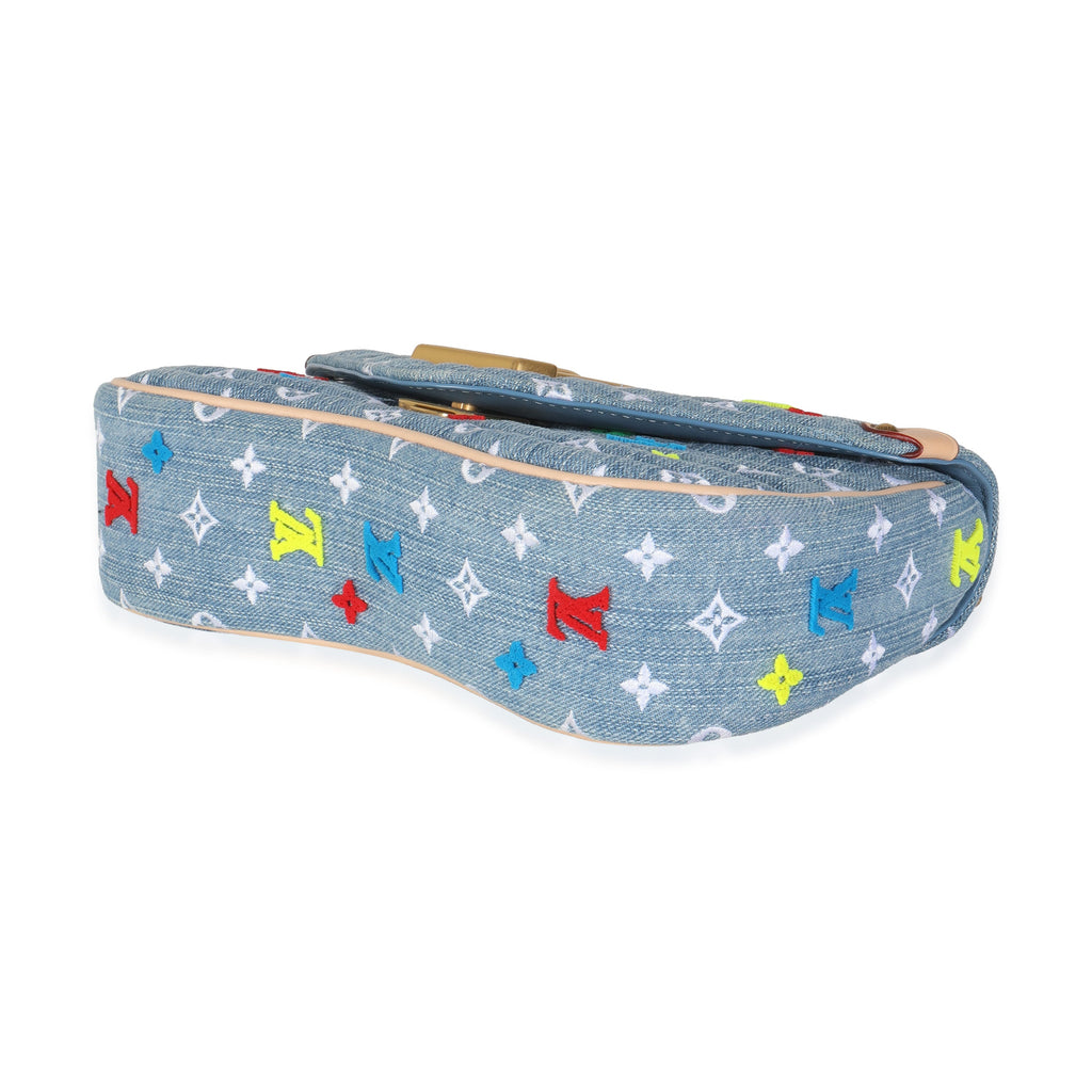 Louis Vuitton Blue Embroidered Monogram Denim New Wave MM