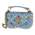 Louis Vuitton Blue Embroidered Monogram Denim New Wave MM