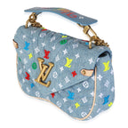Louis Vuitton Blue Embroidered Monogram Denim New Wave MM