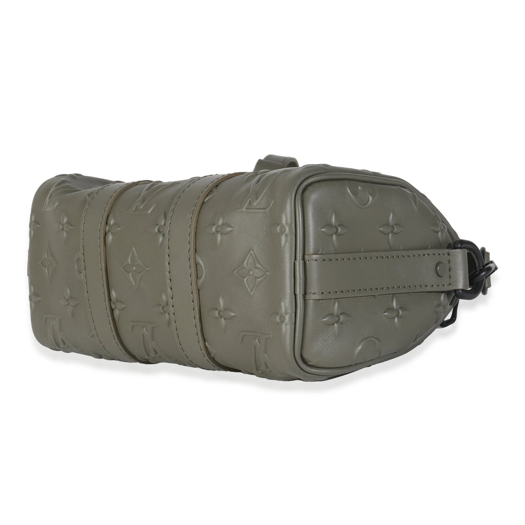 Louis Vuitton Khaki Embossed Monogram Seal Keepall XS