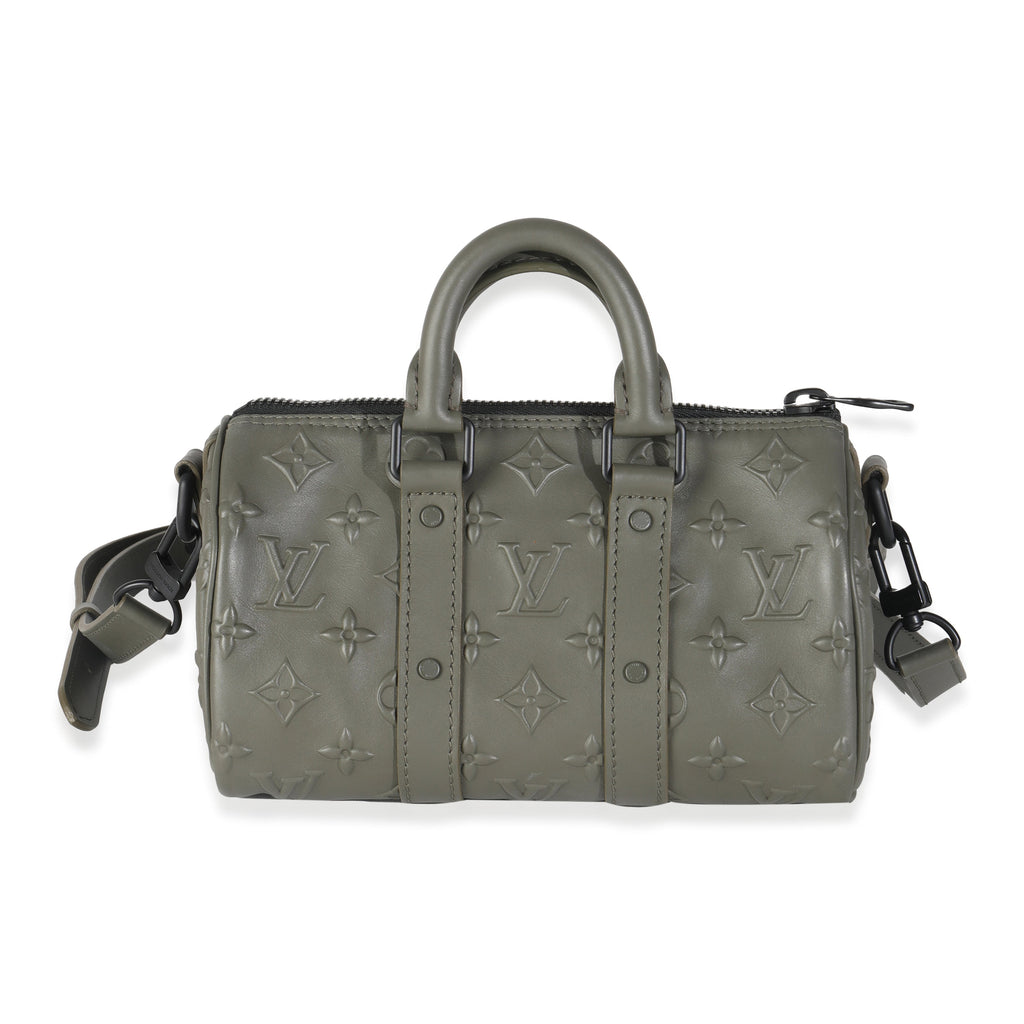 Louis Vuitton Khaki Embossed Monogram Seal Keepall XS
