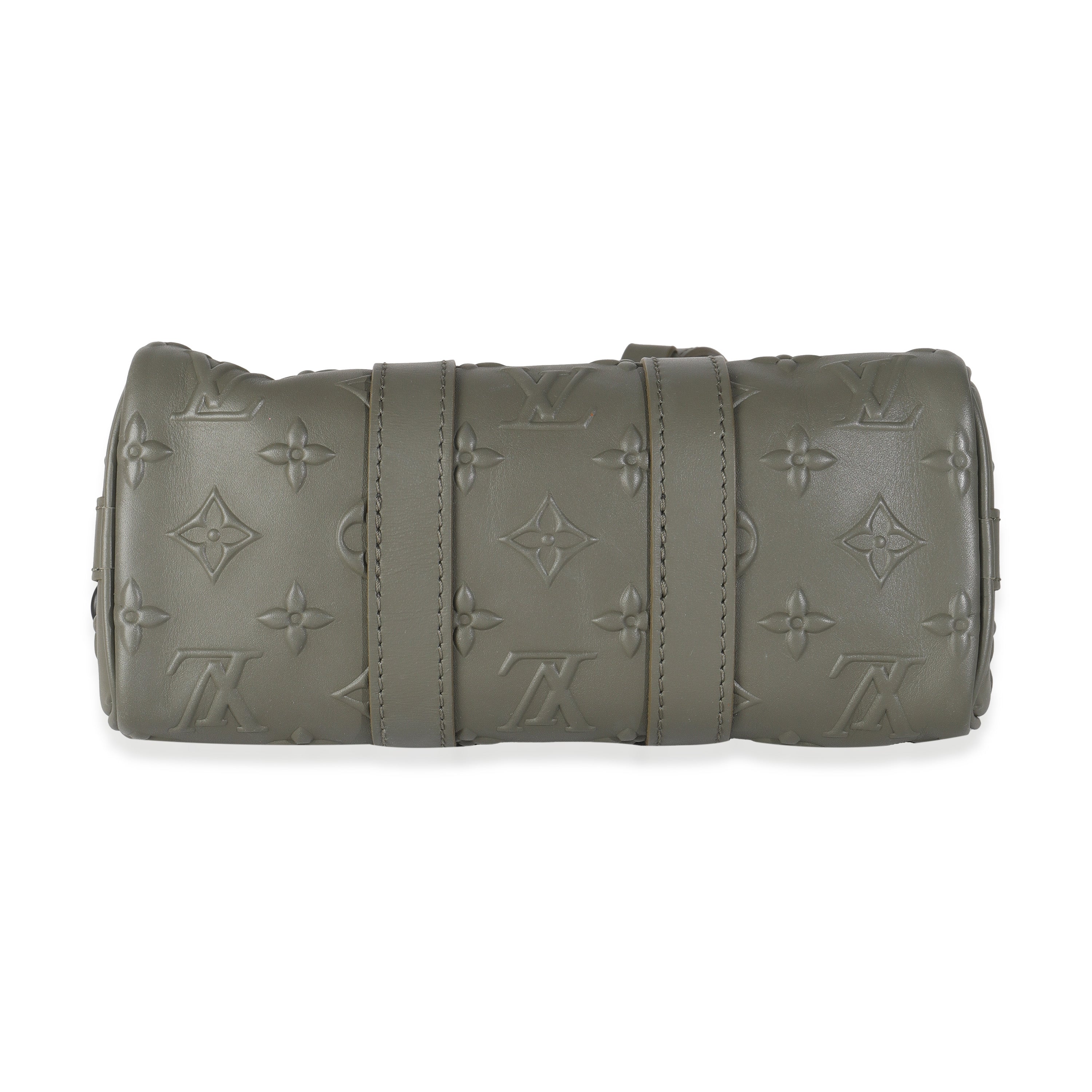 Louis Vuitton Khaki Embossed Monogram Seal Keepall XS