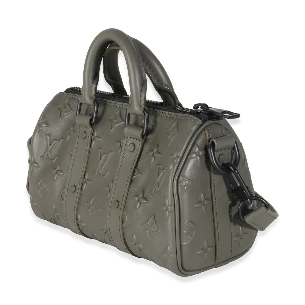 Louis Vuitton Khaki Embossed Monogram Seal Keepall XS