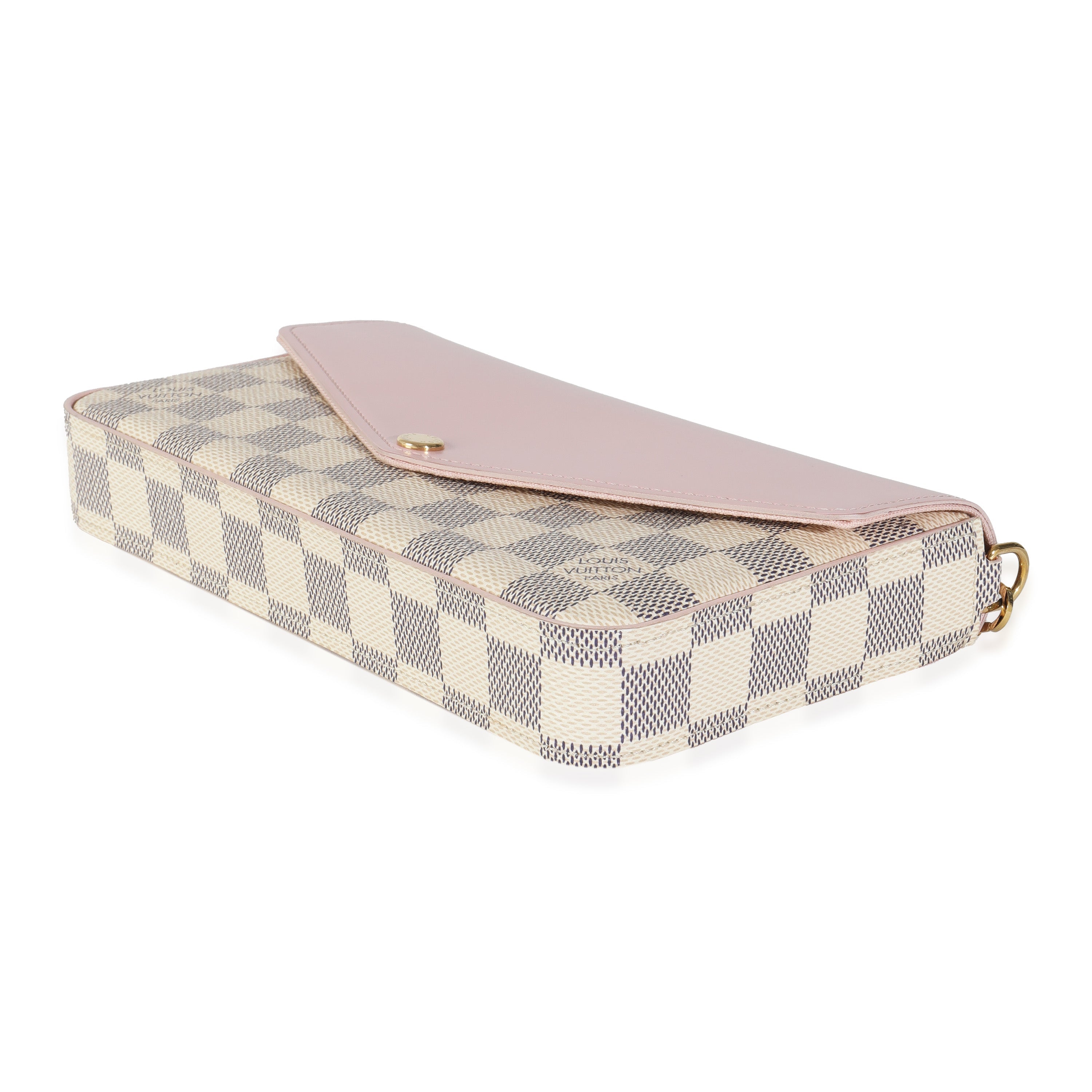 Louis Vuitton Eau De Rose Calfskin Damier Azur Canvas Felicie Pochette