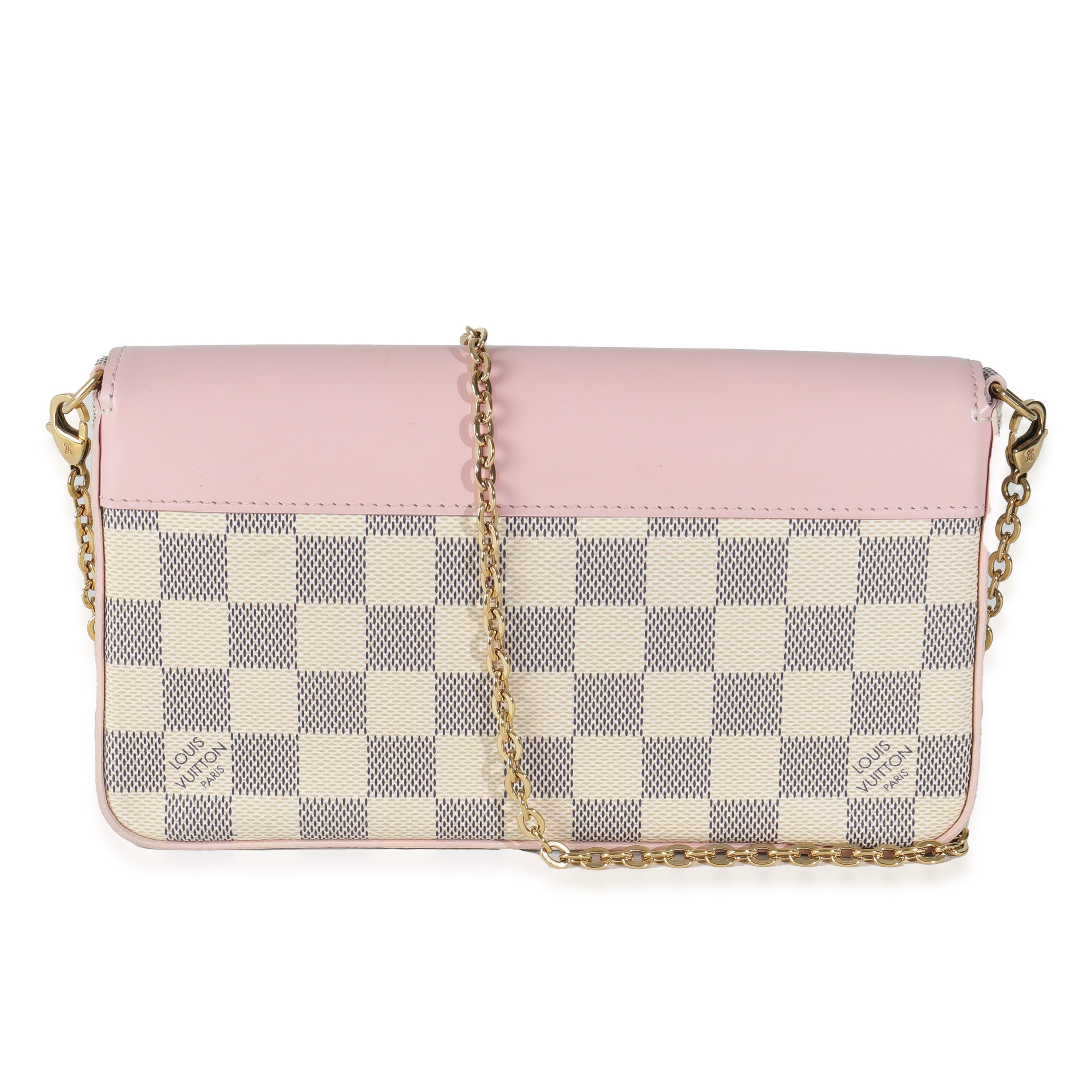 Louis Vuitton Eau De Rose Calfskin Damier Azur Canvas Felicie Pochette