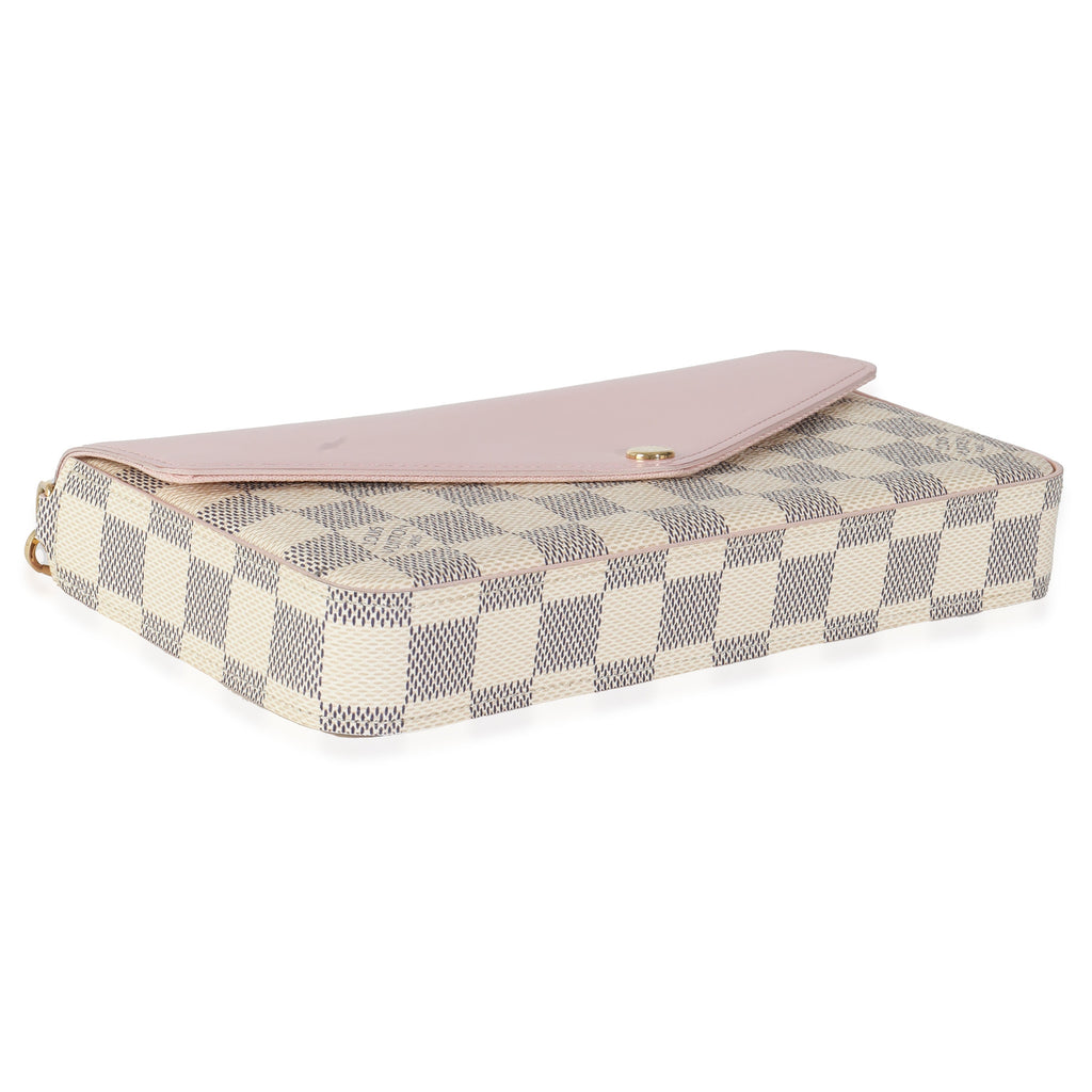 Louis Vuitton Eau De Rose Calfskin Damier Azur Canvas Felicie Pochette