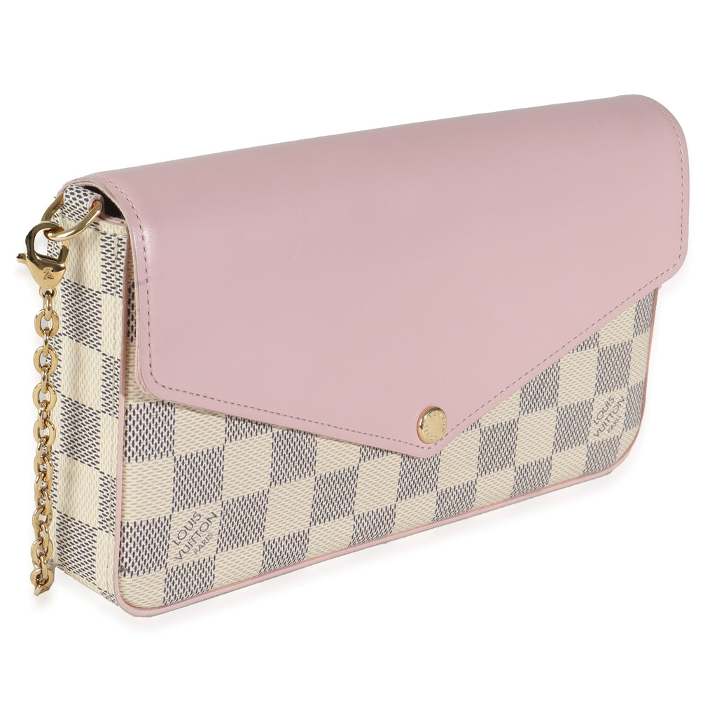 Louis Vuitton Eau De Rose Calfskin Damier Azur Canvas Felicie Pochette