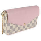 Louis Vuitton Eau De Rose Calfskin Damier Azur Canvas Felicie Pochette