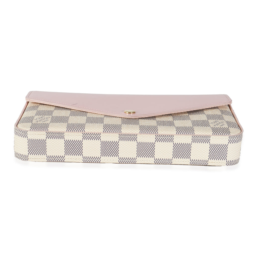 Louis Vuitton Eau De Rose Calfskin Damier Azur Canvas Felicie Pochette
