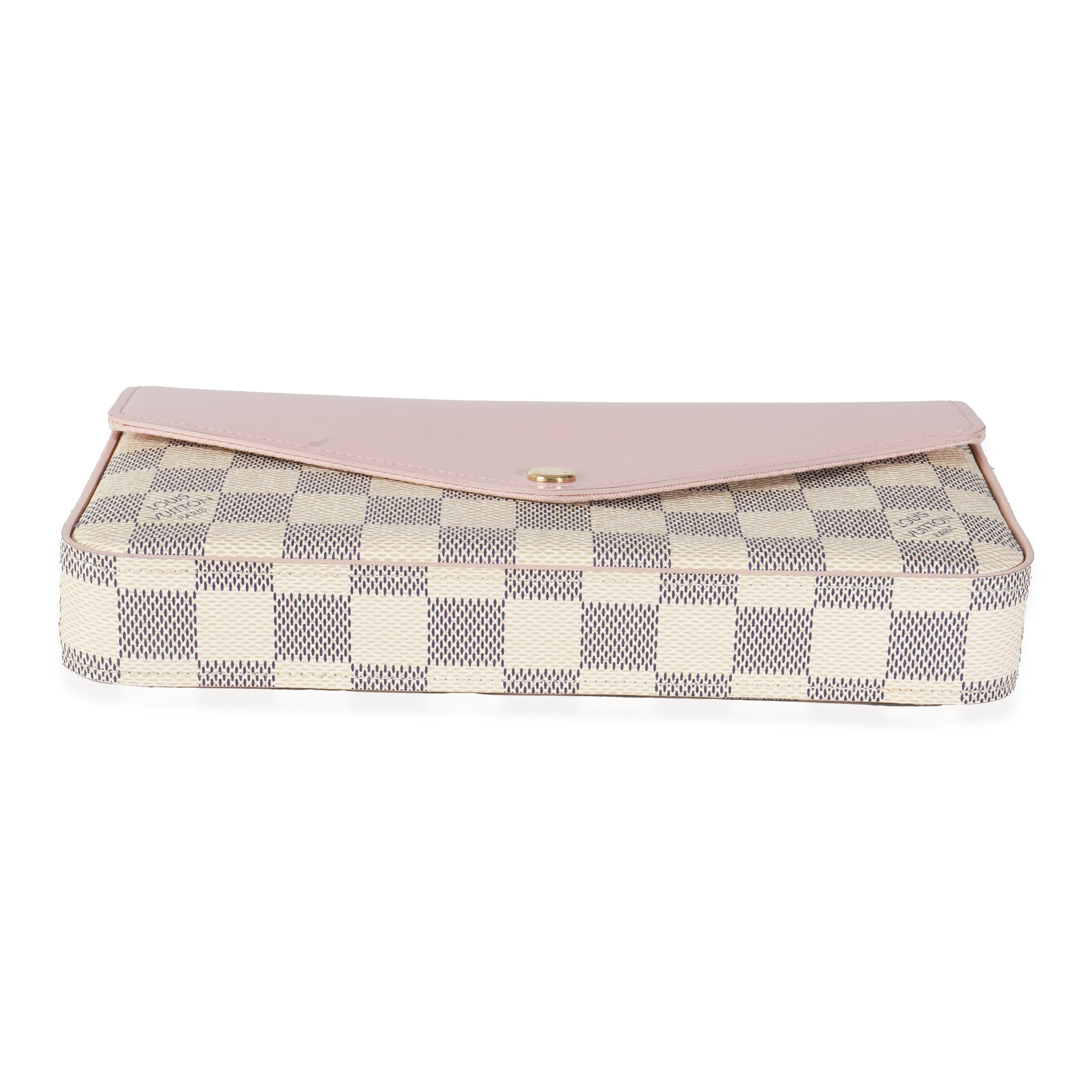 Louis Vuitton Eau De Rose Calfskin Damier Azur Canvas Felicie Pochette