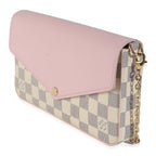 Louis Vuitton Eau De Rose Calfskin Damier Azur Canvas Felicie Pochette