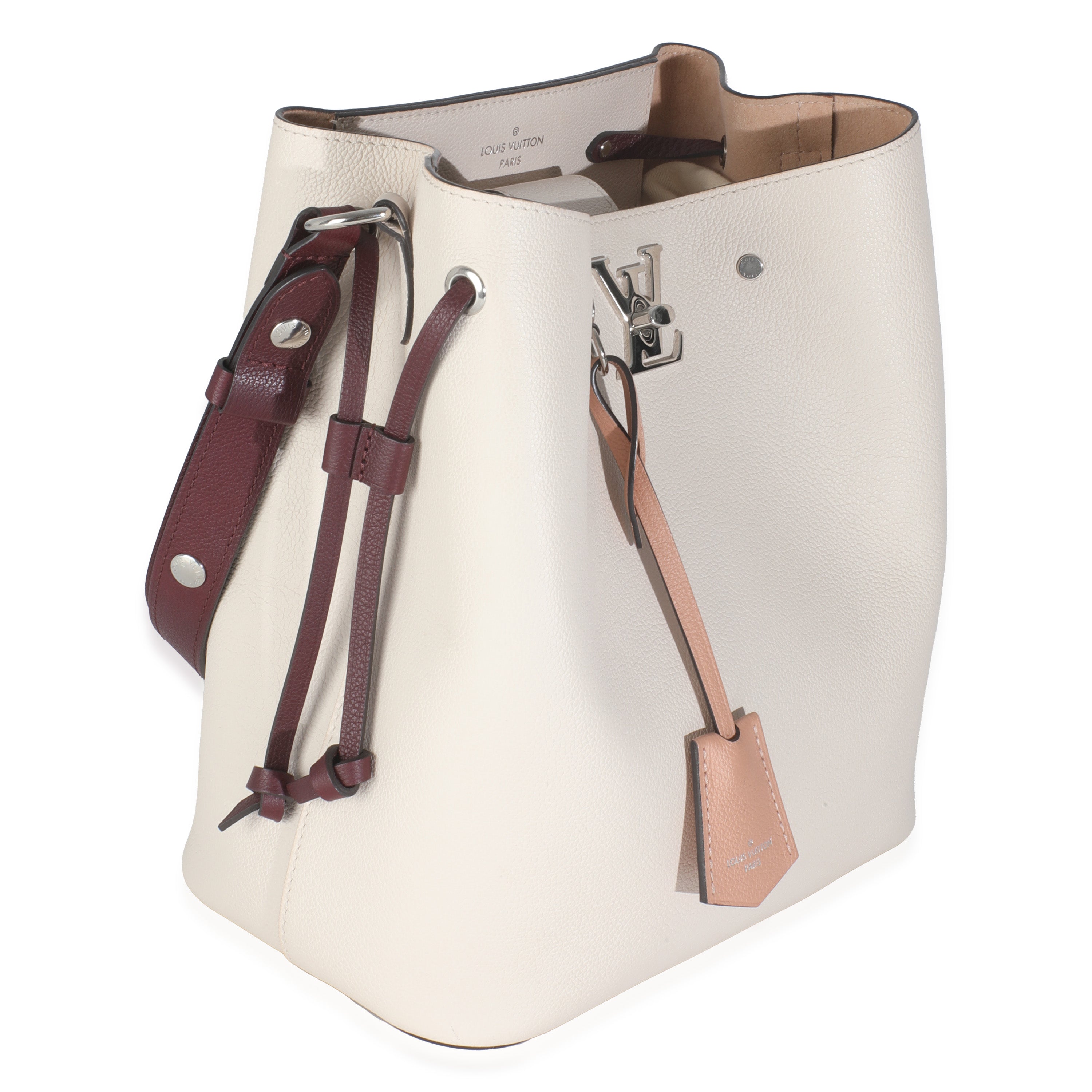 Louis Vuitton Soie Quartz Calla Calfskin Lockme Bucket Bag