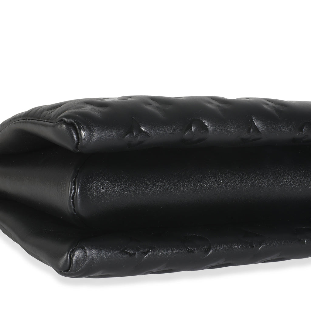 Louis Vuitton Black Lambskin Embossed Monogram Coussin PM