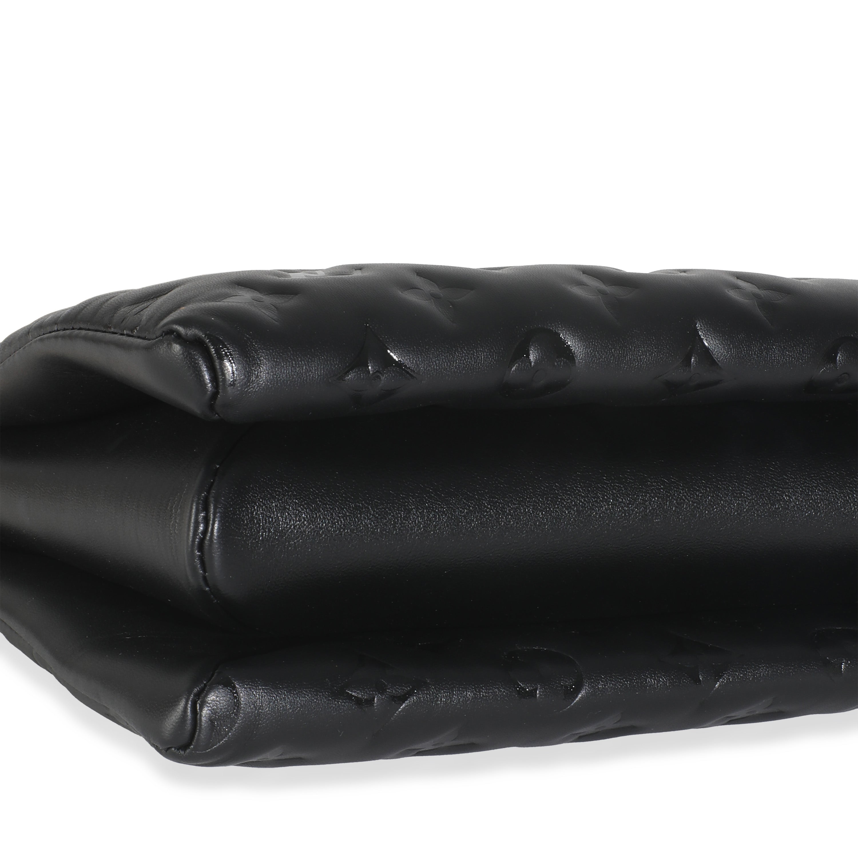 Louis Vuitton Black Lambskin Embossed Monogram Coussin PM